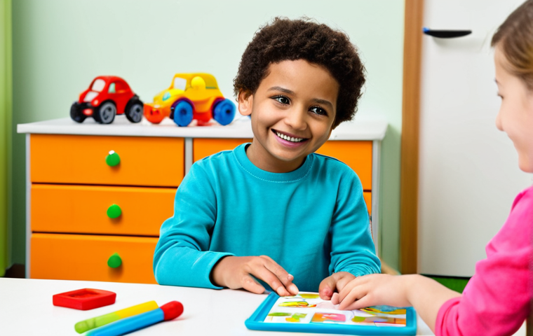 Child in Speech Therapy**

"A young child, fully clothed in colorful, modest clothing, participating in a speech therapy session with a friendly therapist. The setting is a bright and welcoming clinic room with toys and educational materials. The child is smiling and engaged in a playful activity designed to improve articulation. Perfect anatomy, correct proportions, natural pose, well-formed hands, proper finger count. Safe for work, appropriate content, fully clothed, professional, family-friendly."

**