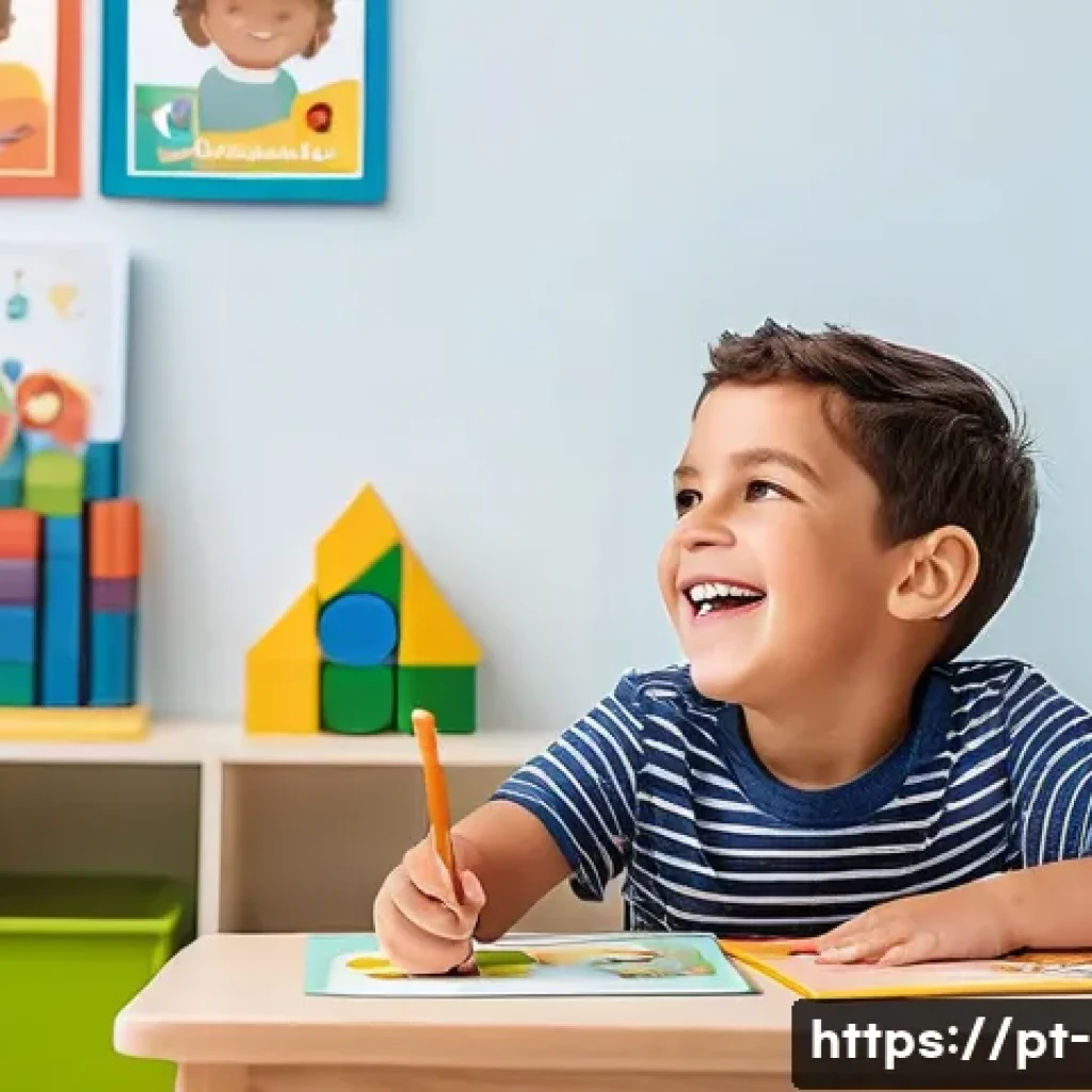 언어치료사로서의 직무 - "A brightly lit, modern speech therapy room where a kind female speech therapist, dressed in smart c...